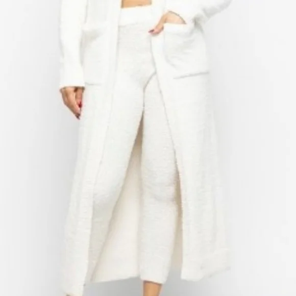 3PC Soft Sweater feel Teddy Bear set Long sleeve cardigan cropped tank leggings - Picture 5 of 5